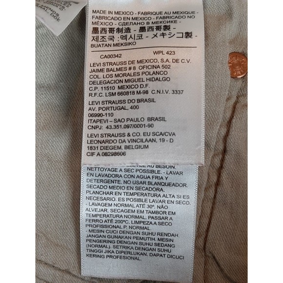 Levis 501 Tan Beige Button Fly 5 Pocket Denim Jeans Pants Mens Size 32 x 30 - Picture 11 of 12